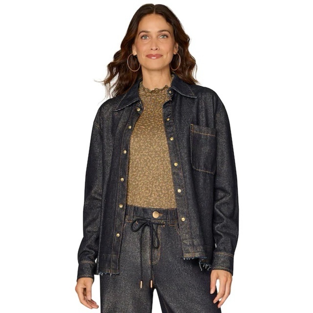 Democracy Dark Blue Denim Shacket.